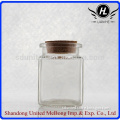 150ml clear square glass storage jar with cork